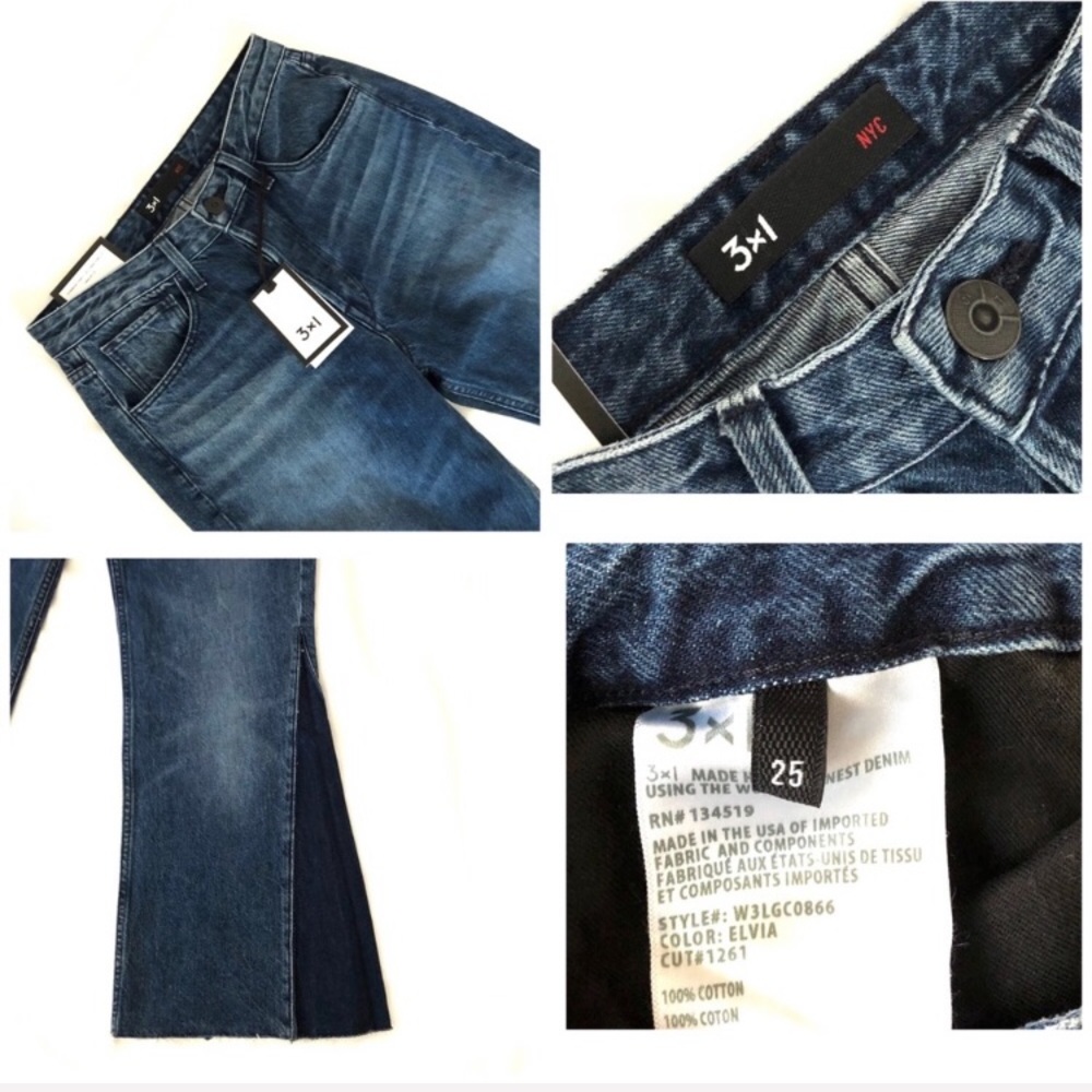 NWT 3x1 Higher Ground Gusset Flared Cropped Jeans - Picture 9 of 10